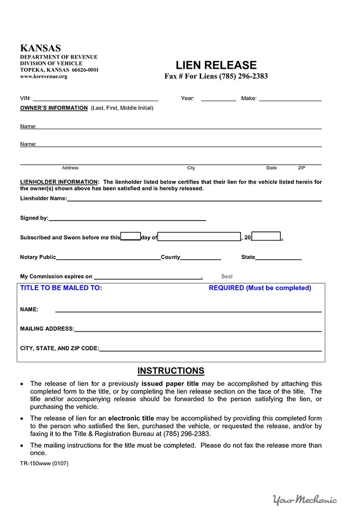 Vehicle lien release form Vehicle lien release form